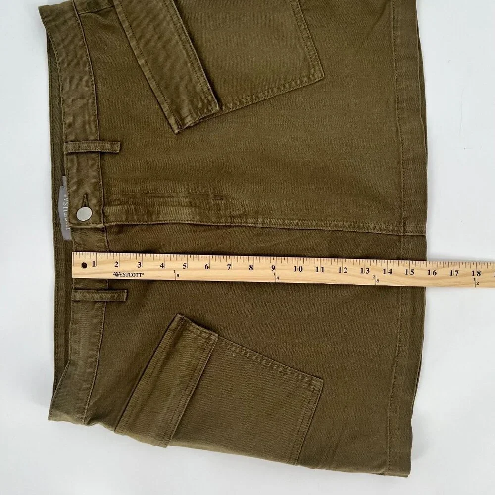 JustUSA Women Cargo Mini Skirt Size XL Olive Green Cotton Stretch Pockets Summer
